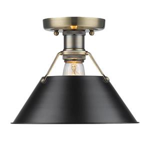 Golden Lighting Orwell AB Flush Mount Light - Aged Brass/Black