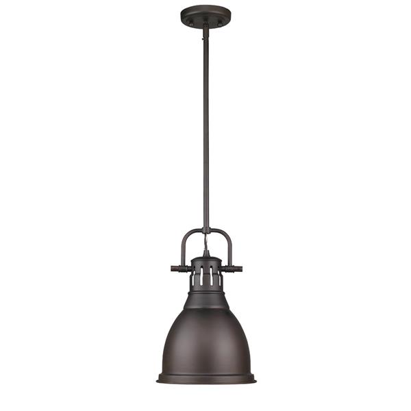 Golden Lighting Duncan Small Pendant Light with Rod - Bronze