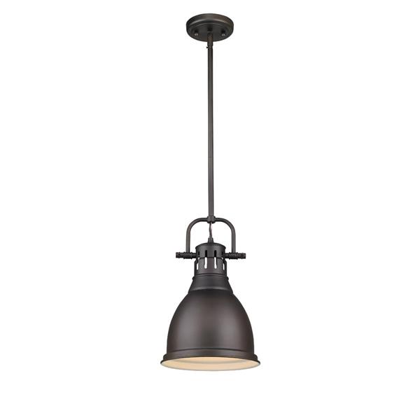 Golden Lighting Duncan Small Pendant Light with Rod - Bronze