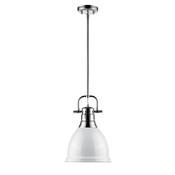 Golden Lighting Duncan Small Pendant Light with Rod - Chrome