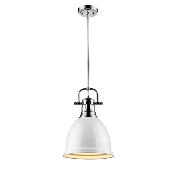 Golden Lighting Duncan Small Pendant Light with Rod - Chrome