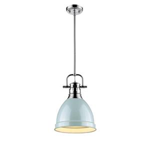 Petit luminaire suspendu Duncan de Golden Lighting avec tige en chrome avec abat-jour en écume de mer