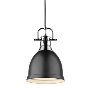 Golden Lighting Duncan Small Pendant Light with Rod - Chrome