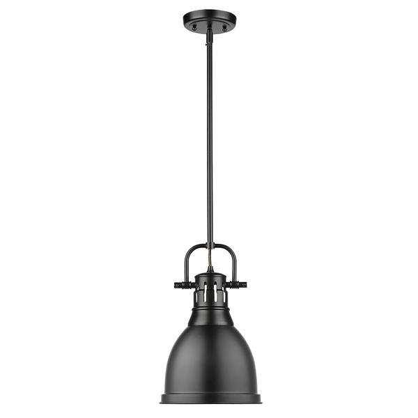 Golden Lighting Duncan Black Small Pendant Light with Rod