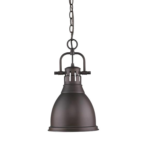 Golden Lighting Duncan Small Pendant Light with Chain - Rubbed Bronze