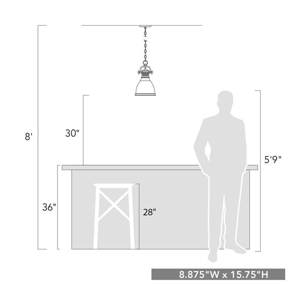 Golden Lighting Duncan Small Pendant Light with Chain - Rubbed Bronze