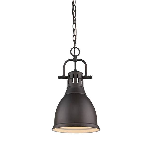 Golden Lighting Duncan Small Pendant Light with Chain - Rubbed Bronze