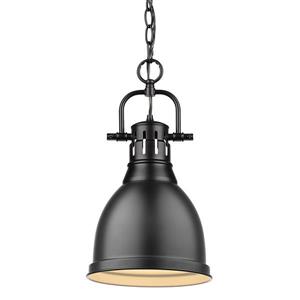 Golden Lighting Duncan Small Pendant Light with Chain - Black