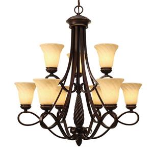 Golden Lighting Torbellino 9-Light Chandelier - 60W - Cordoban Bronze