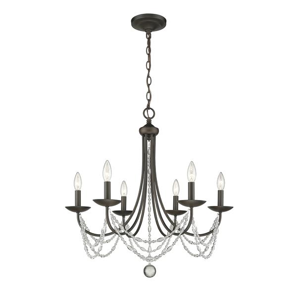 Golden Lighting Mirabella 6-Light Chandelier - 60W - Rubbed Bronze