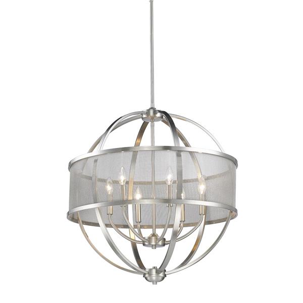 Golden Lighting Colson 6 Light Chandelier with Shade - 60W - Pewter