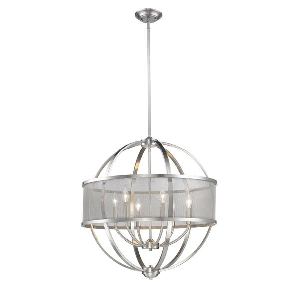 Golden Lighting Colson 6 Light Chandelier with Shade - 60W - Pewter