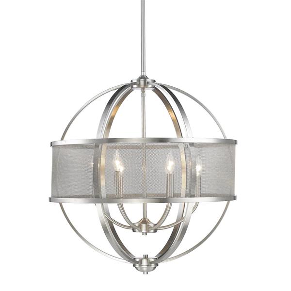 Golden Lighting Colson 6 Light Chandelier with Shade - 60W - Pewter