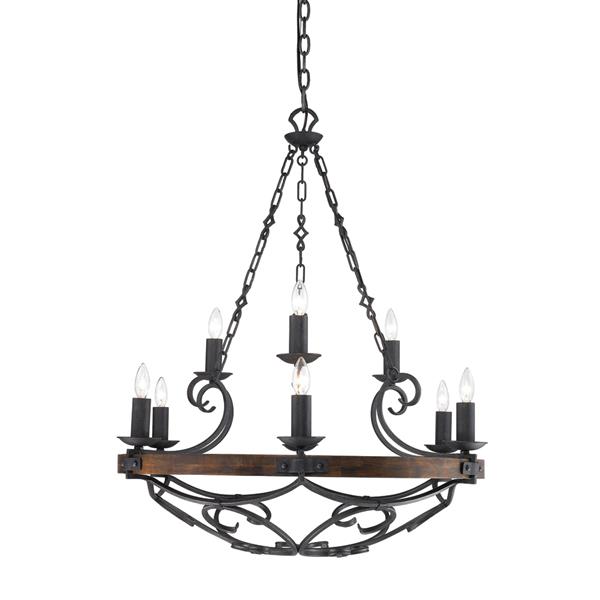 Golden Lighting Madera 2 Tier 9 -Light Chandelier - 60W - Black