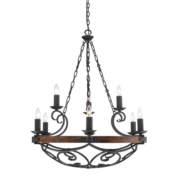 Golden Lighting Madera 2 Tier 9 -Light Chandelier - 60W - Black