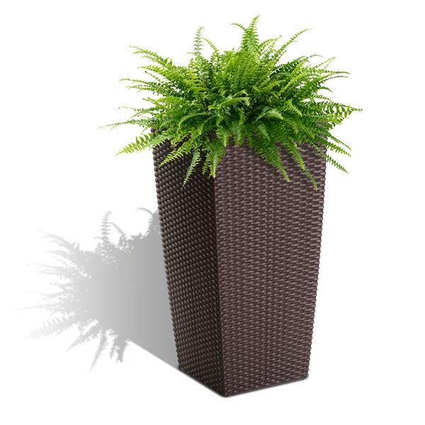 Algreen Products Wicker Planter SelfWatering 22" Rattan Coffee