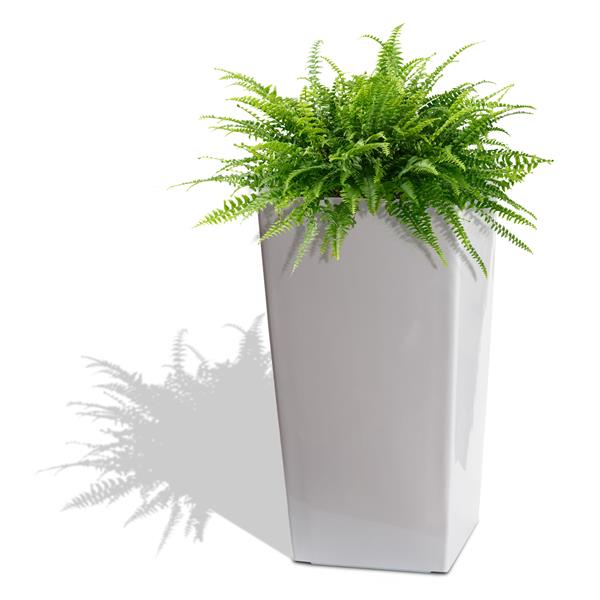 Algreen Products Modena Planter with Watering Tray - 16-in - Glossy White