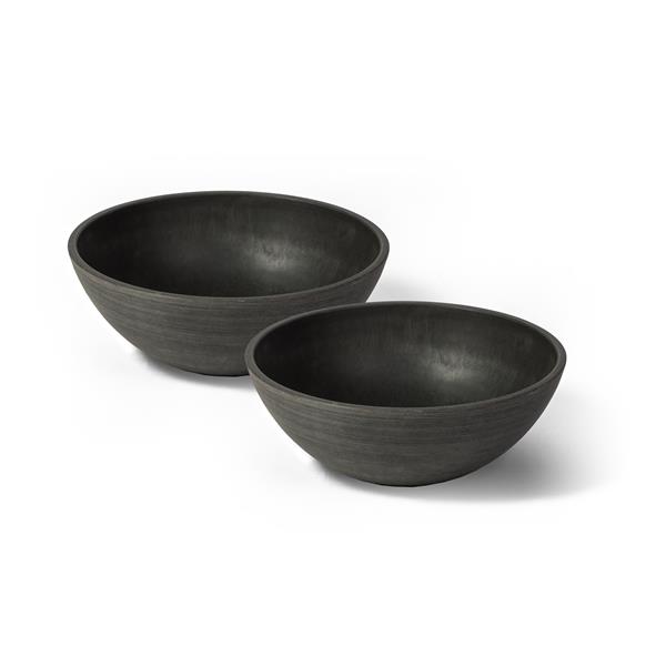 Algreen Products Valencia Bowl Planters - 10-in x 3.75-in - Charcoal - 2 pcs