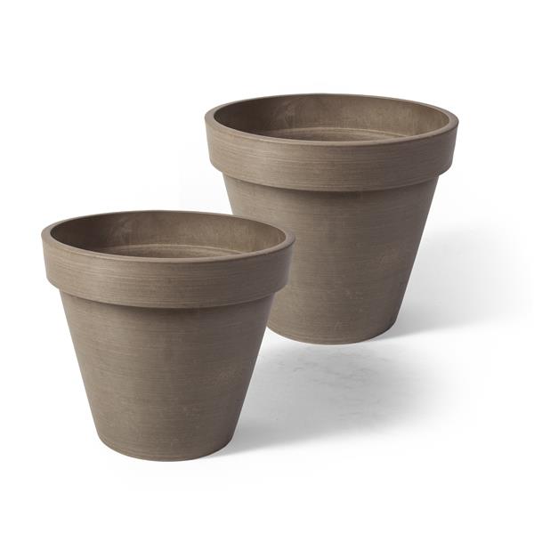 Algreen Products Valencia Round Planters - 10-in x 8-in - Taupe - 2 pcs