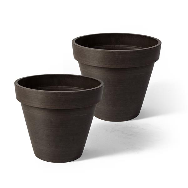 Algreen Products Valencia Round Planters - 10-in x 8-in - Chocolate - 2 pcs