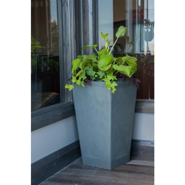 Algreen Products Valencia Square Planter - 14-in x 24-in - Composite - Gray