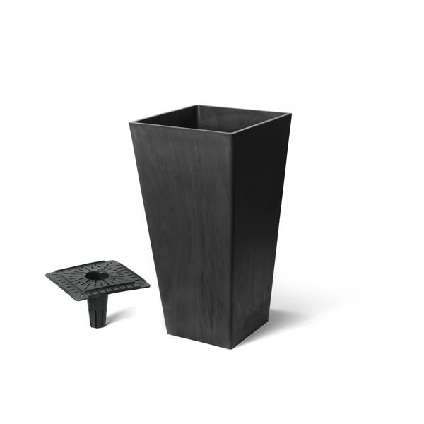 Algreen Products Valencia Square Planter with Tray - 10-in x 20-in - Black