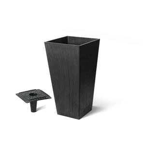 Algreen Products Valencia Square Planter with Tray - 10" x 20" - Black
