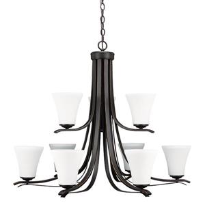 Russell Lighting Aspen Chandeler - 9-light - Java Gold and Opal Glass