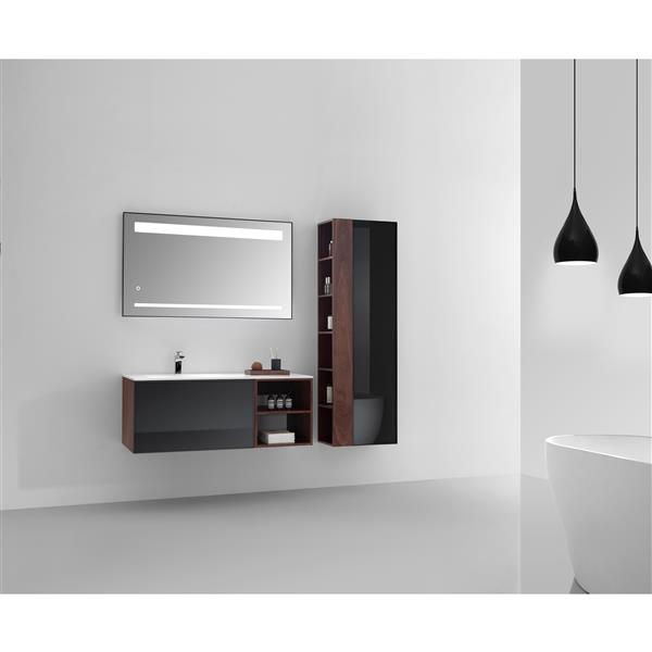 Gef Sage Vanity Set With Mirror And Linen Cabinet 48 In Walnut Rona