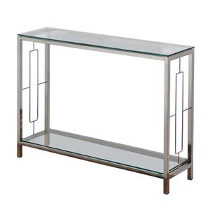 Table d'appoint, 42,25" x 30", verre, argent