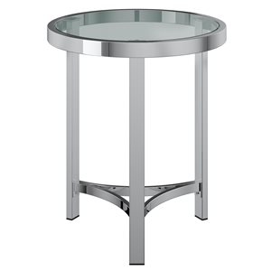 Table d'appoint, 20 po x 23 po, verre, argent