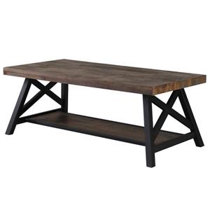 Worldwide Home Furnishings Coffee Table - 47.25-in x 18-in - Wood - Oak