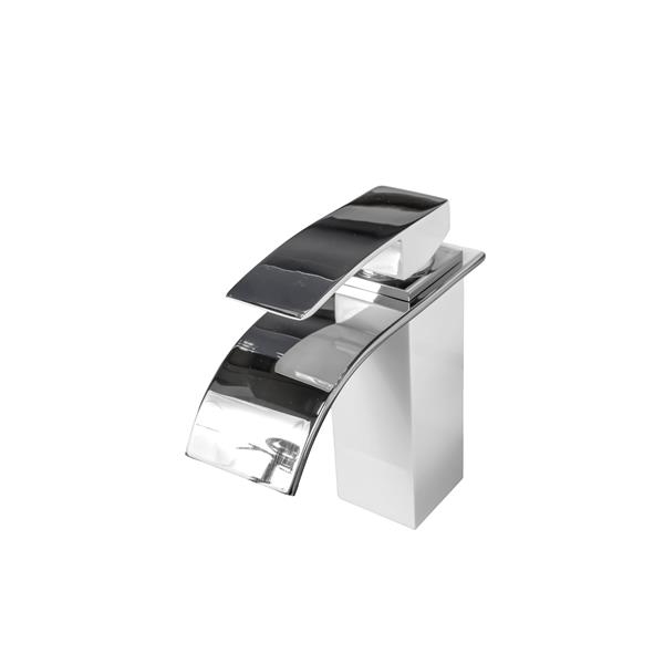 Sera Bathroom Vanity Faucet Waterfall, white and chrome