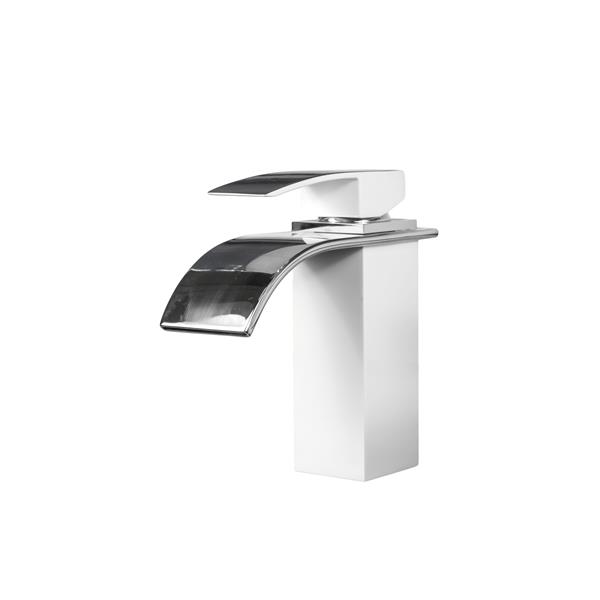 Sera Bathroom Vanity Faucet Waterfall, white and chrome