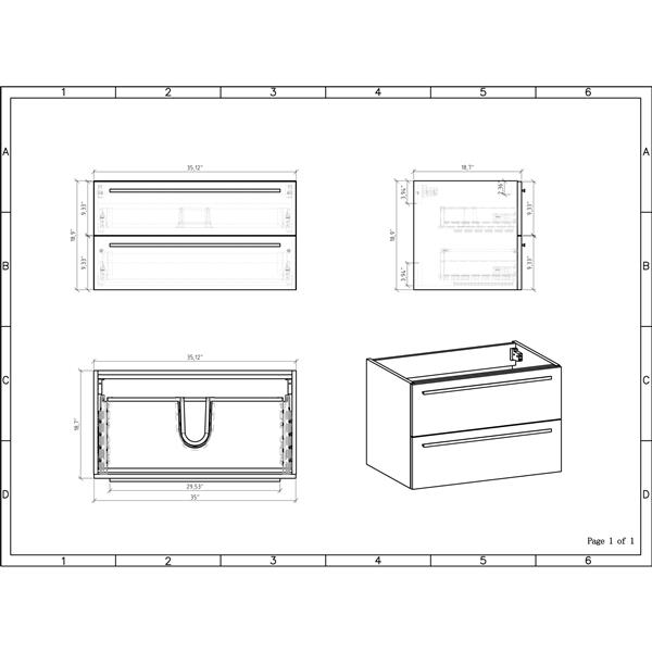 Ensemble de meuble-lavabo simple chaîne clair de 36 po Rosalie par GEF avec comptoir en acrylique blanc et miroir