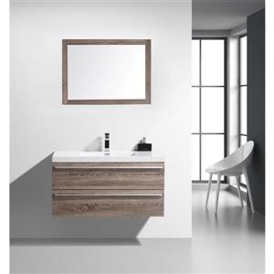 GEF Rosalie 43-in Soft Oak Single Sink Bathroom Vanity Set with White Acrylic Top and Mirror