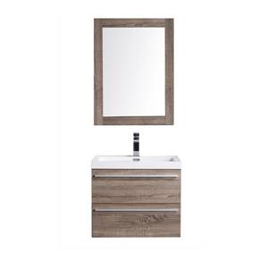 GEF Rosalie 24-in Soft Oak Single Sink Bathroom Vanity Set with White Acrylic Top and Mirror
