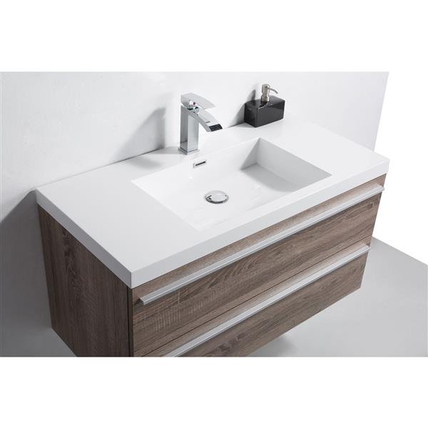 GEF Rosalie 48-in Soft Oak Single Sink Bathroom Vanity with White Acrylic Top and Medicine Cabinet