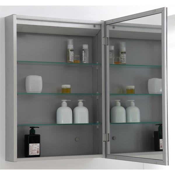 Ensemble de meuble-lavabo simple chaîne clair de 24 po Rosalie par GEF avec comptoir en acrylique blanc et armoire à pharmacie