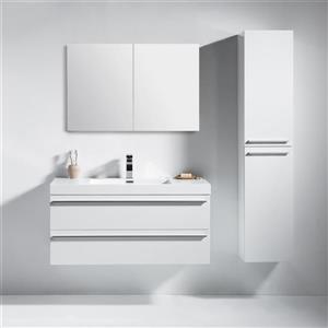 GEF Rosalie 42-in White Single Sink Bathroom Vanity Set with White Acrylic Top and Medicine Cabinet