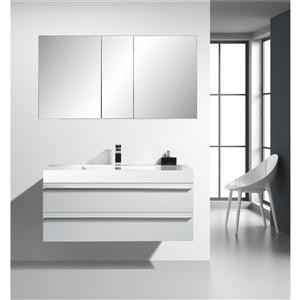 GEF Rosalie 48-in White Single Sink Bathroom Vanity Set with White Acrylic Top and Medicine Cabinet