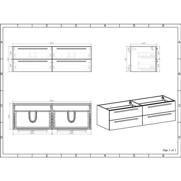 GEF Rosalie 60-in White Double Sink Bathroom Vanity Set with White Acrylic Top and Medicine Cabinet