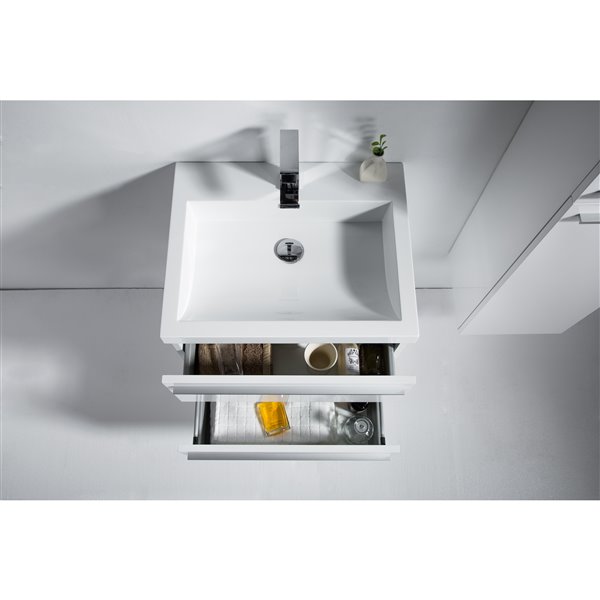 GEF Rosalie 24-in White Single Sink Bathroom Vanity with White Acrylic Top and Medicine Cabinet