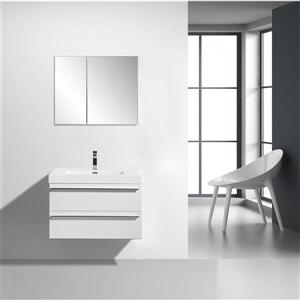 GEF Rosalie 30-in White Single Sink Bathroom Vanity Set with White Acrylic Top and Medicine Cabinet