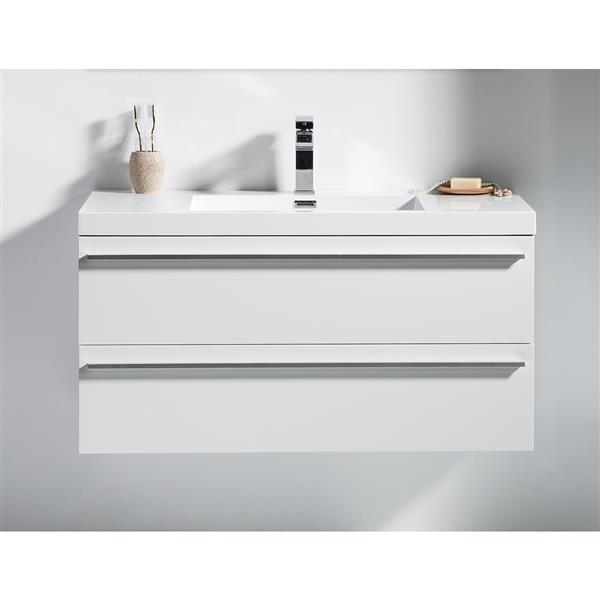 GEF Rosalie 36-in White Single Sink Bathroom Vanity Set with White Acrylic Top and Medicine Cabinet