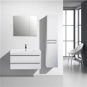 GEF Rosalie 36-in White Single Sink Bathroom Vanity Set with White Acrylic Top and Medicine Cabinet