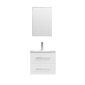GEF Hadley 24-in White Single Sink Bathroom Vanity Set with White Ceramic Top and Medicine Cabinet