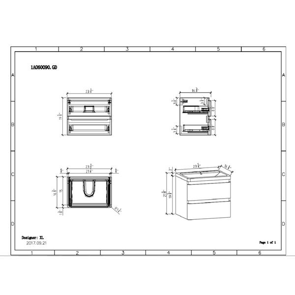 Ensemble de meuble-lavabo simple Scarlett par GEF blanc de 24 po avec comptoir en acrylique blanc et armoire à pharmacie