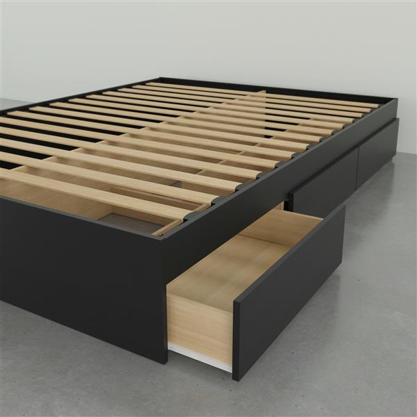 Nexera Contemporary Queen Bed 3, Black Queen Bed Frame With Storage Drawers