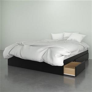 Nexera Contemporary Queen Bed - 3-Drawers - Black